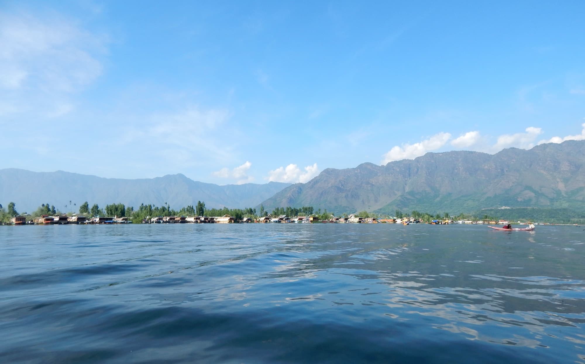 Dal Lake, Srinagar, framed by the Pir Panjal range